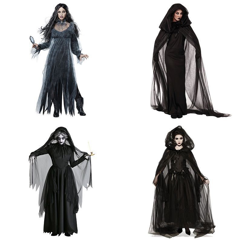 Halloween Woman Cosplay Graveyard Ghost Bride Witch Vampire Costume With Cape Halloween