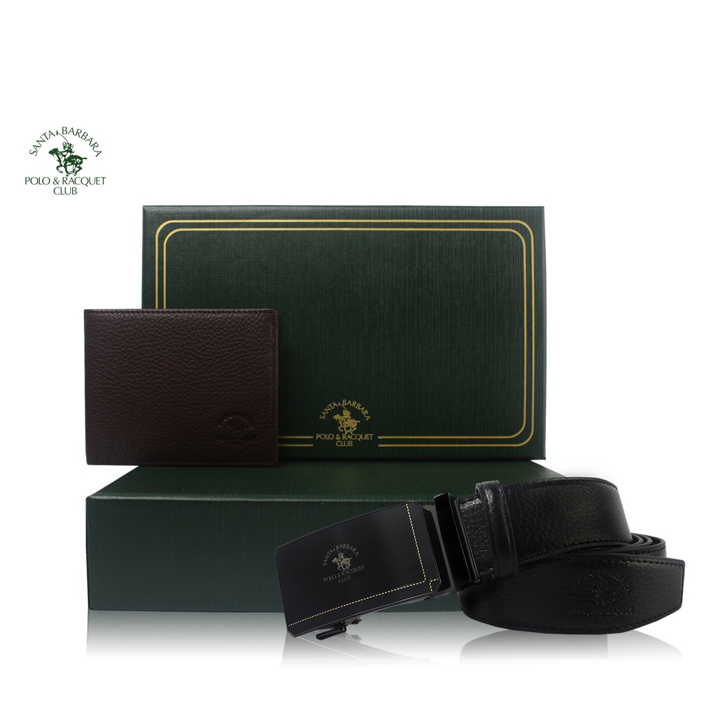 Santa Barbara Polo & Racquet Club Bi Fold Wallet and Auto Gear Buckle Belt Gift Set 0965010-874