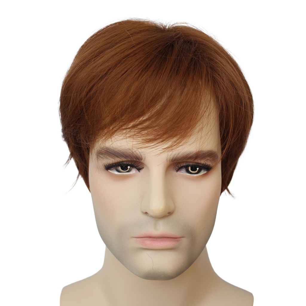 Light Brown Mens Wigs Short Handsome Male Men S Straight Hair Full