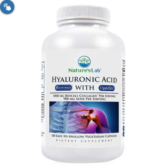 Nature's Lab Hyaluronic Acid with BioCell Collagen, 180 Vegetarian