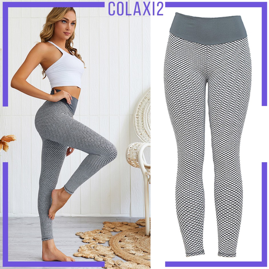 COLAXI2] Womens Textured High-waisted Yoga Pants Leggings Push Up Sports  Tights Pants | Shopee Malaysia