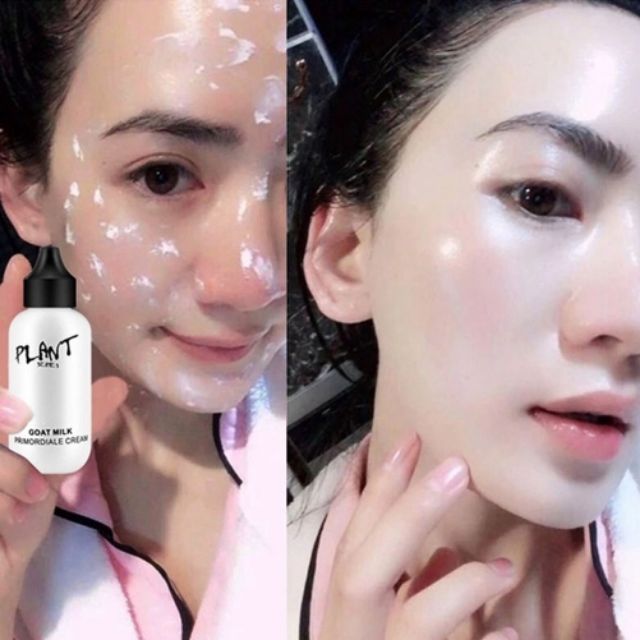 Ready Stock Goat Milk Krim Putih Natural Korea Lazy Face Foundation Plant Whitening Kakaxi Natural Korean Glowing