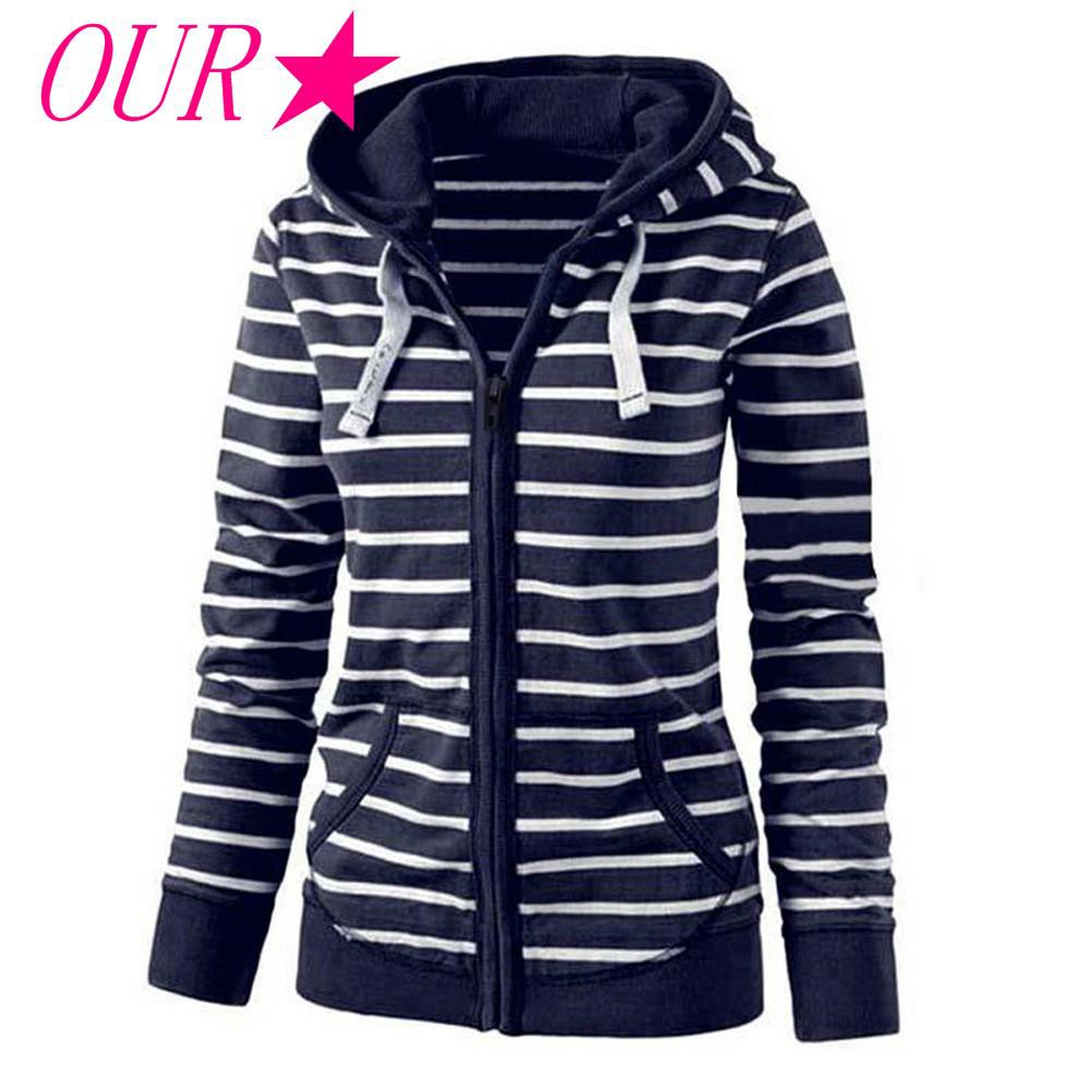 blue and white striped hoodie women's