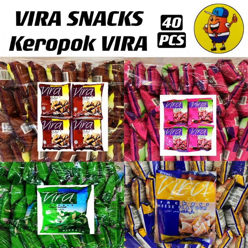 ✨VIRA SNACKS CRACKERS KEROPOK CHOCOLATE PANDAN CHEESE STRAWBERRY 40PCS✨