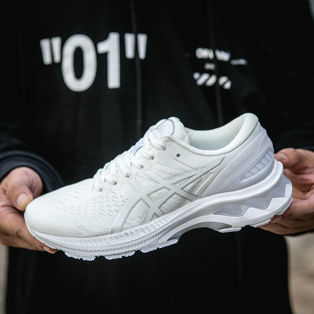 all white asics running shoes