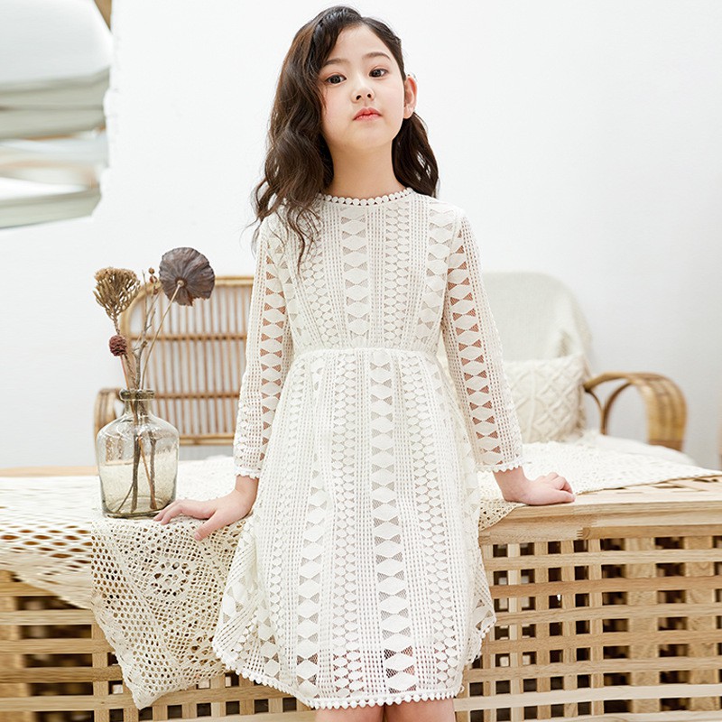 girls long lace dress