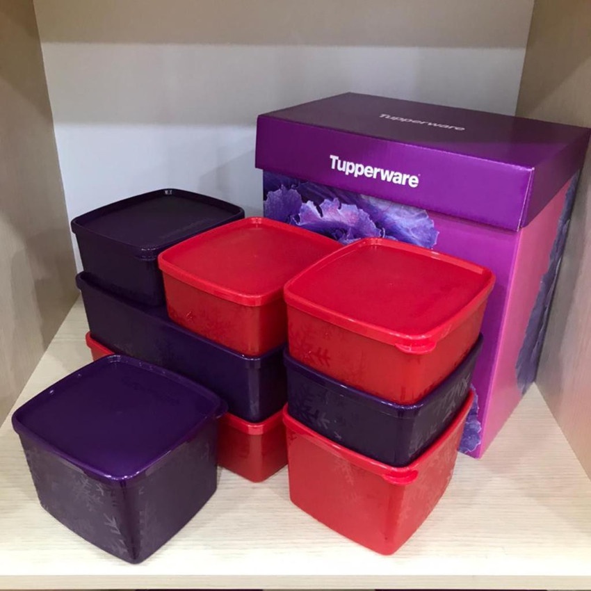 Tupperware Snowflake Square Round Set With Gift Box ( 8pcs )