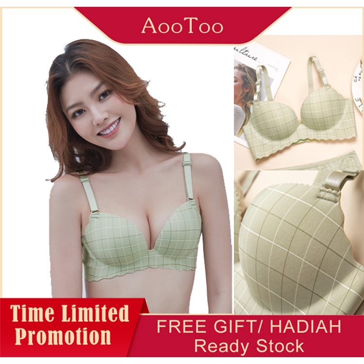 Japanese Style Fashion Cute Women Seamless Checker Comfortable