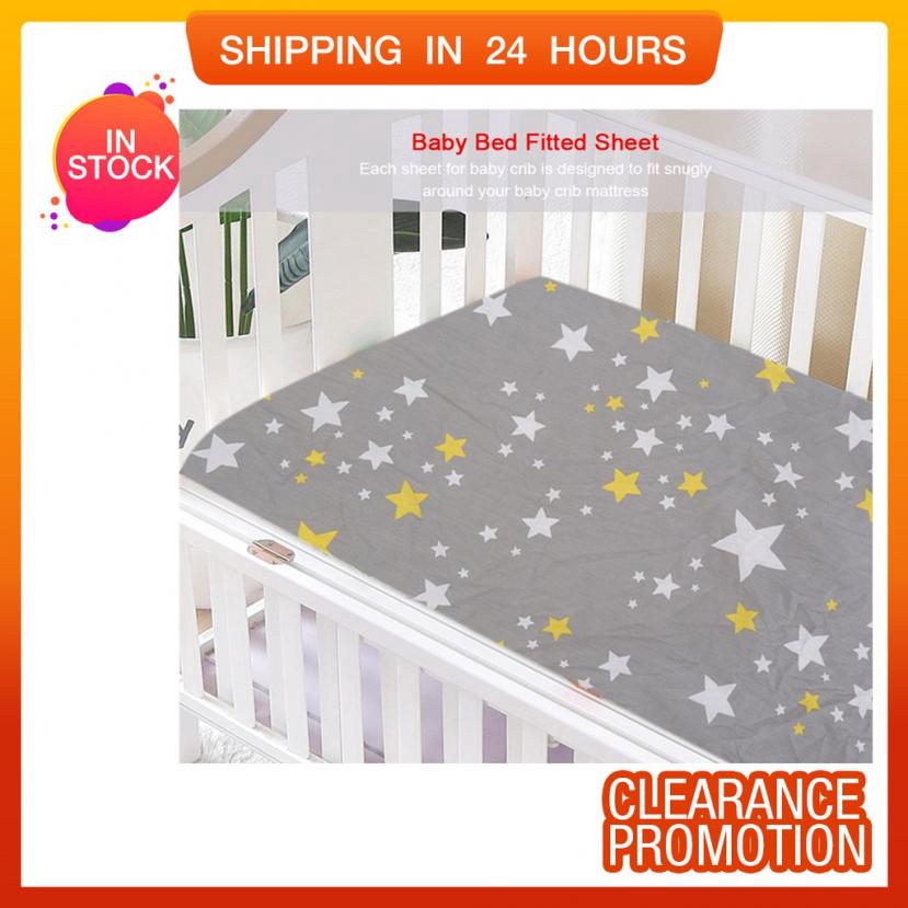 Ready Stock Stars Pattern Cotton Baby Bed Fitted Sheet Newborn