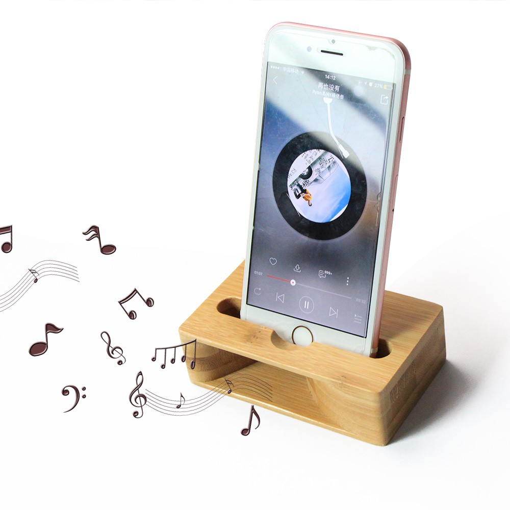 2 in 1 Bamboo Amplifier Speaker Dock Sylish Home Office For Smart Phone, Natural & Eco-Friendly, Sustainable by EcoQuote