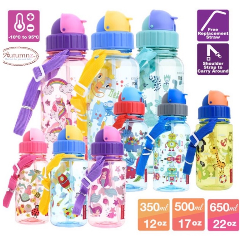 Autumnz Flip Top Straw Bottle 350ml /500ml/ 650ml , Kids bottle straw ...