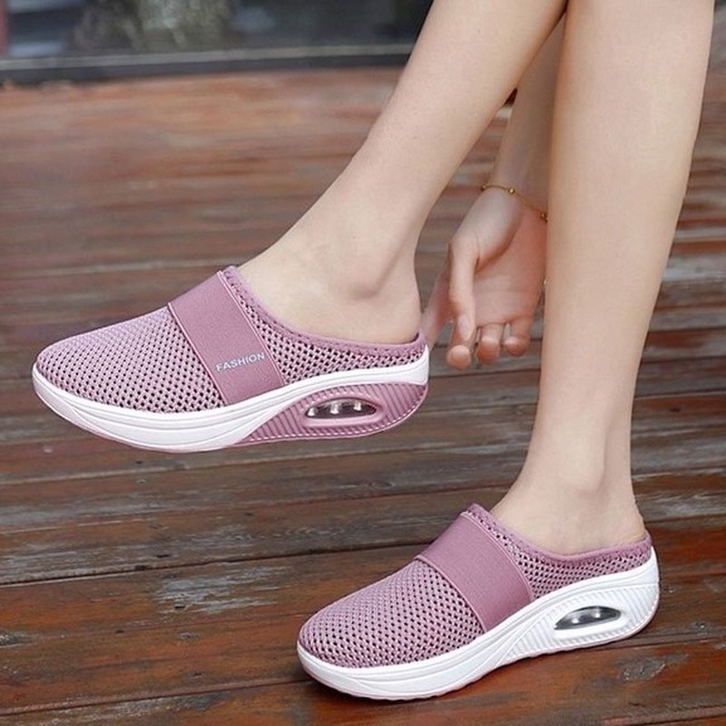 Women Air Cushion Slip-On Walking Shoes Orthopedic Diabetic Walking ...