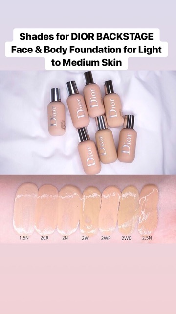 swatches dior backstage foundation
