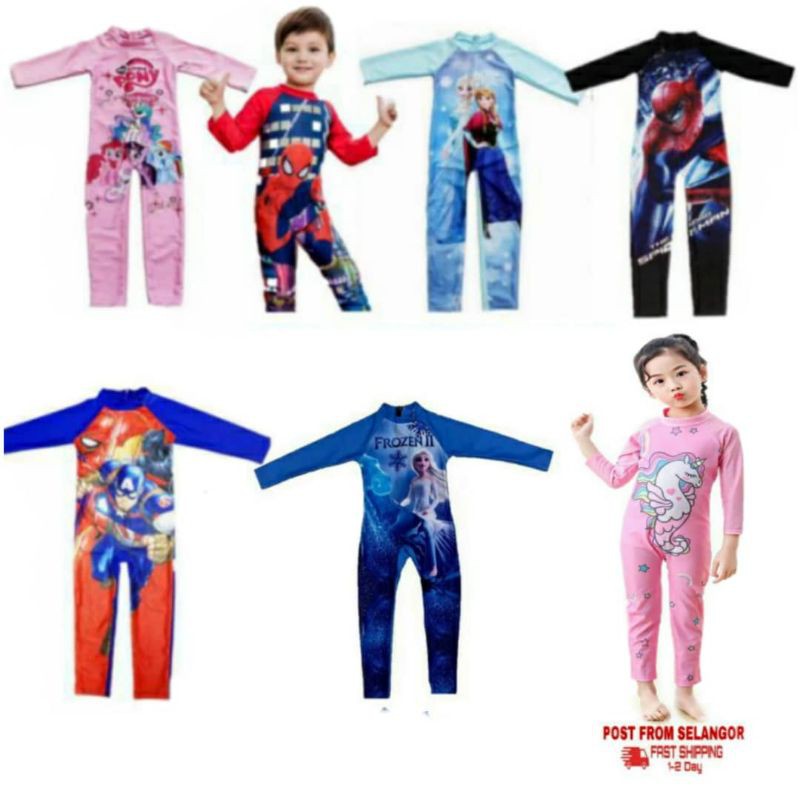 Kids Swimming Suit Long Sleeves Swimsuits Swimwears Baju  