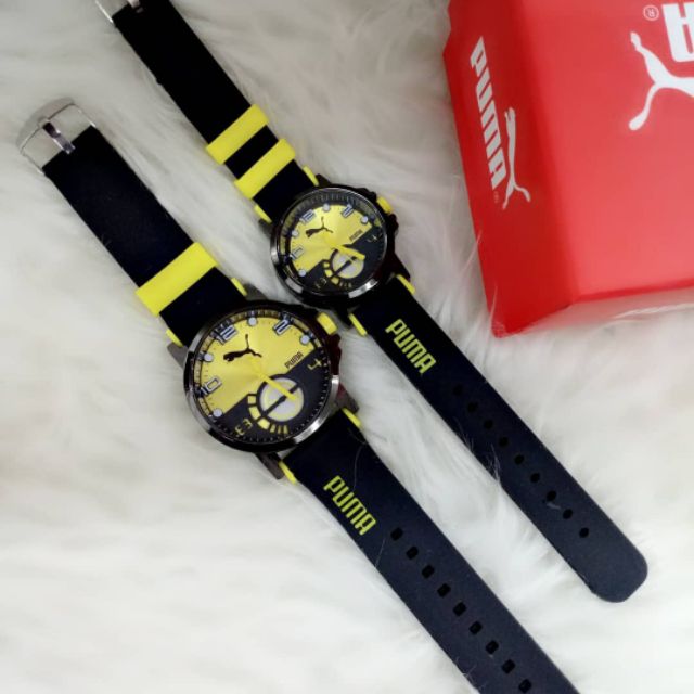 Puma Digital Watch Black And Yellow Color Shopee Malaysia