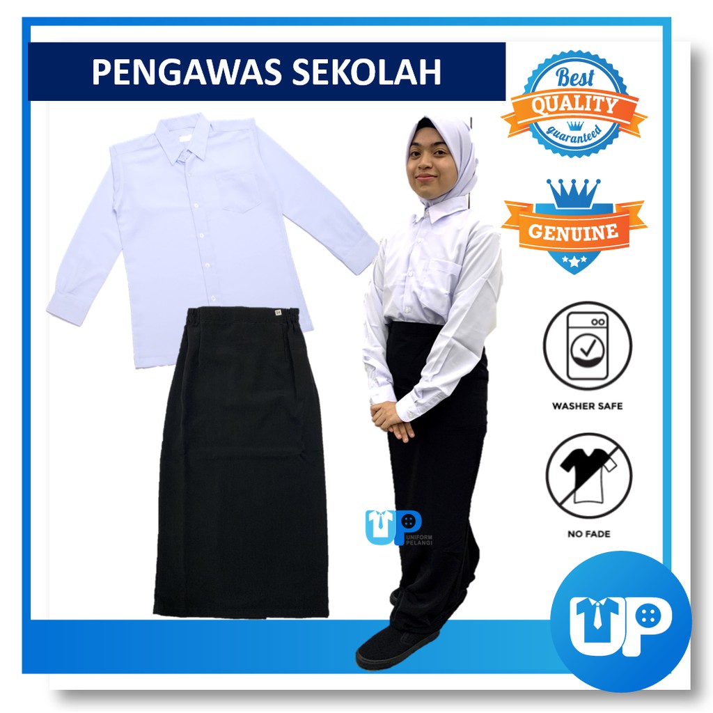 Baju Kemeja Putih Dan Kain Kembang Hitam Pengawas Sepasang Sekolah Koshibo Uniform Prefect School Set 8119 8308 Shopee Malaysia