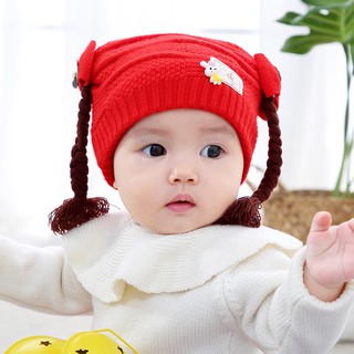 Kids Baby Girl Cartoon Braid Design Winter Warm Hat Cap With Fake Braids  bayi | Shopee Malaysia