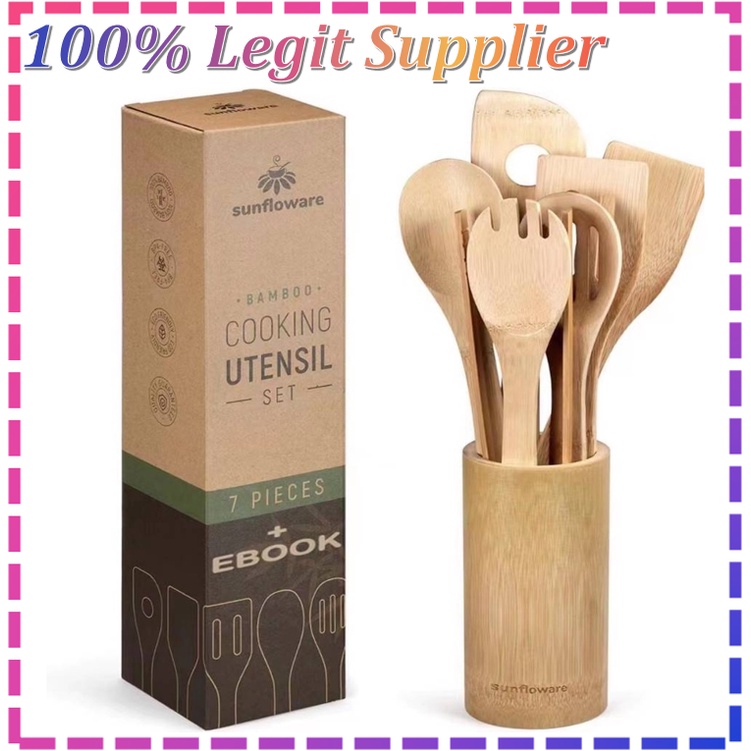 7 in 1 Eco Friendly-Bamboo Kitchen Utensil Set Tool Kitchenware