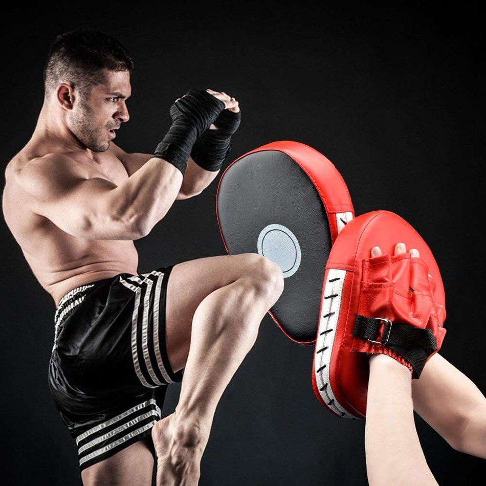Delaman Boxing Target Durable PU Leather Foot Foot Target Punching Pad for Boxing Kickboxing Training Practice 1Pair 