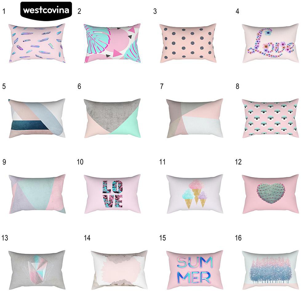 Fashion Printed Rectangle Throw Pillow Case Sofa Bed Cushion Cover