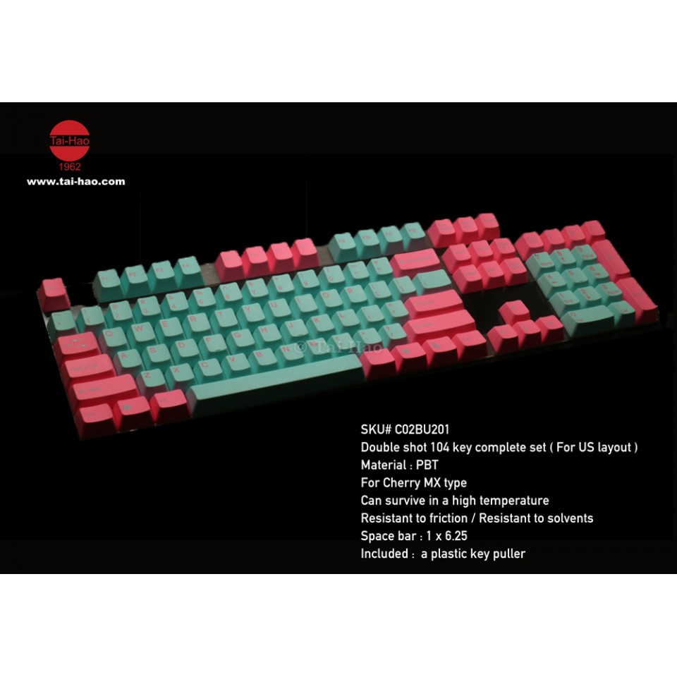 100 Genuine Tai Hao Pbt 104 Keys Double Shot Keycaps 2 Key Puller Miami Kdthus104 C02bu1 Shopee Malaysia