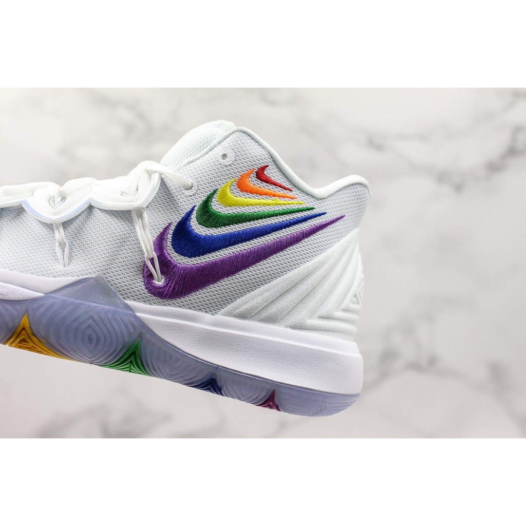 kyrie 5 rainbow white