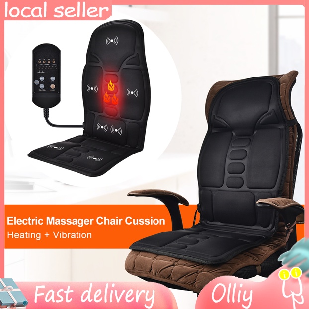 Home Office Massage Chair Cussion machine electric Heating Vibrating Neck massager Back Car mat Pain Relief reliever pad