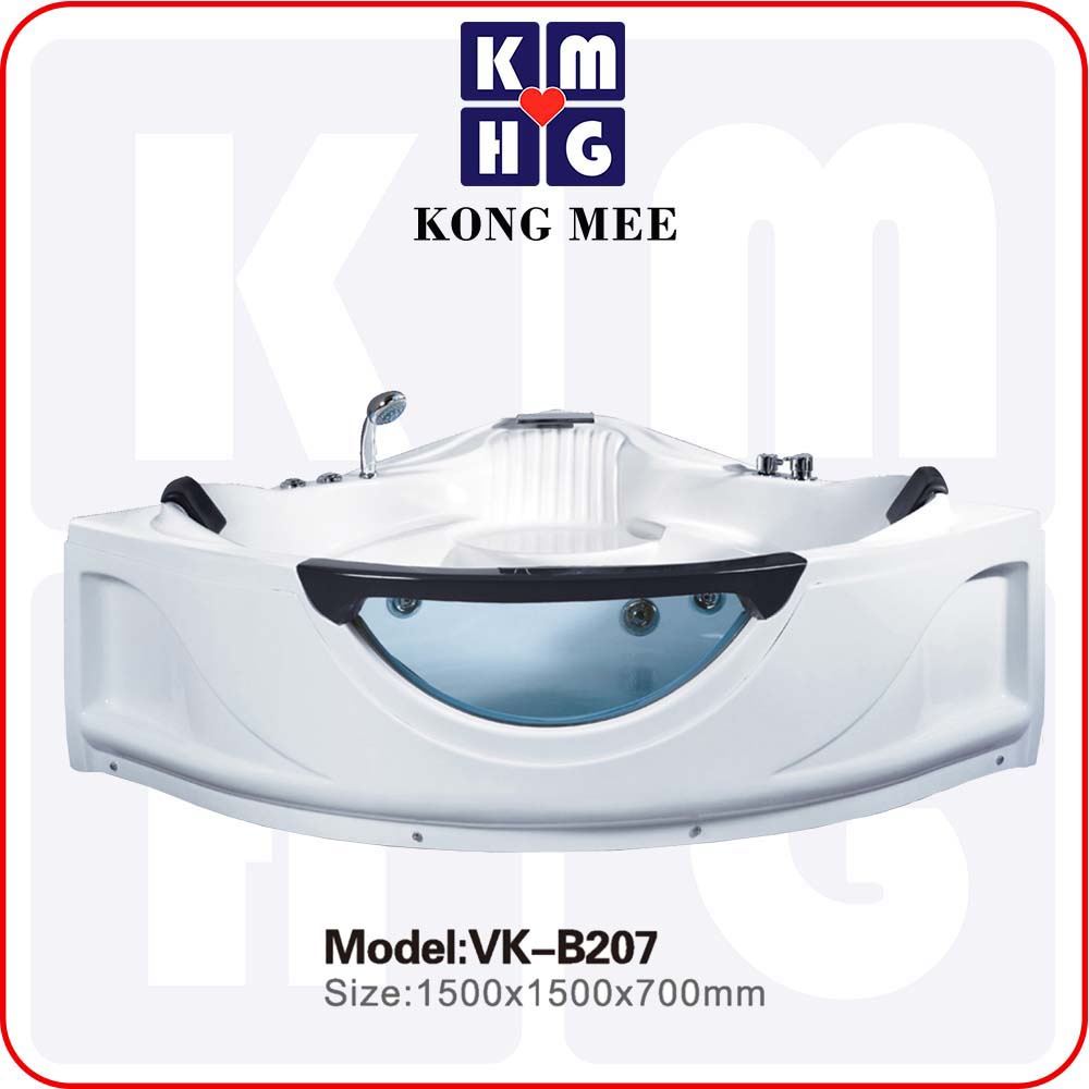 White Acrylic Jacuzzi (Bathtub) With Headrest Bathroom Corner Type