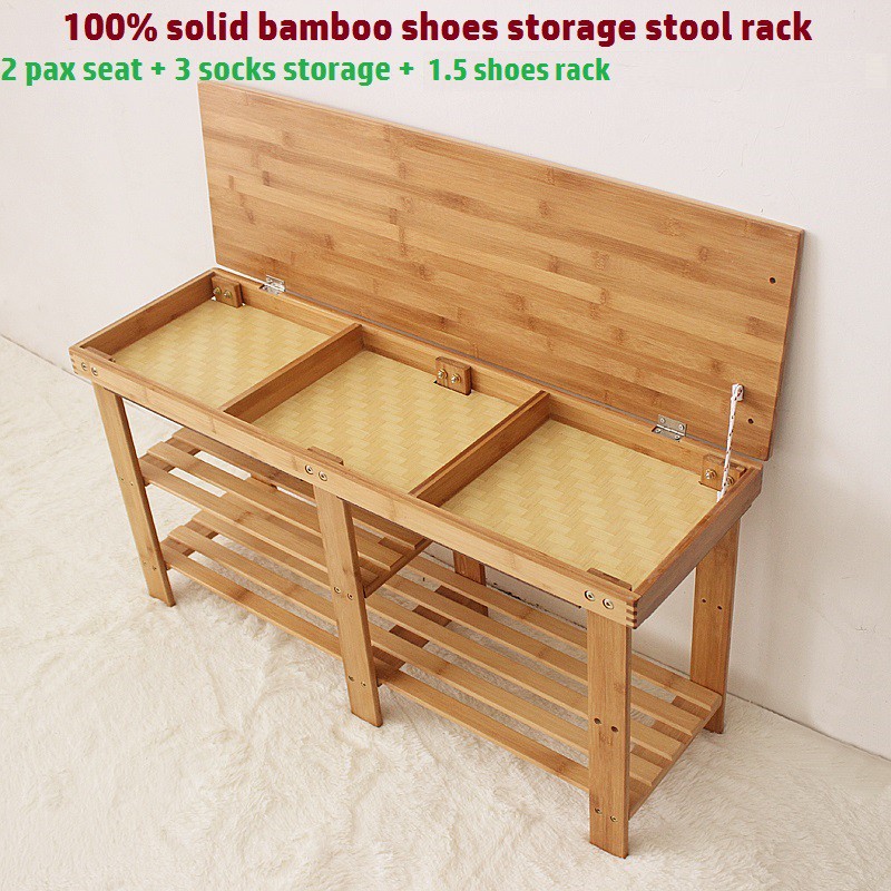 Wooden Shoes Rack Diy Socks Storage Stool Portable Solid Wood Shoes Shelves Shopee Malaysia