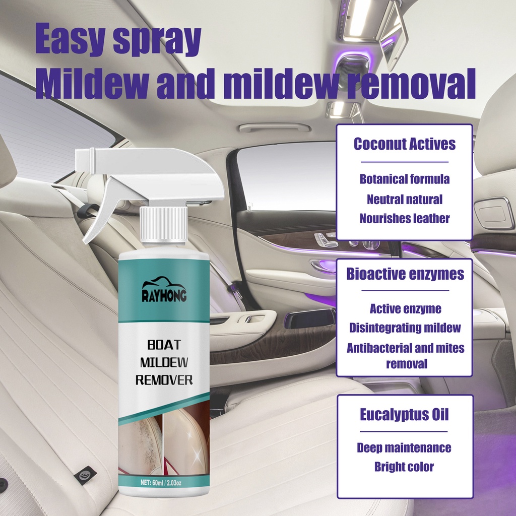 Car Mildew Remover Interior Ceiling Fabric Leather Seat Mold Remove Spot Cleaning Maintenance