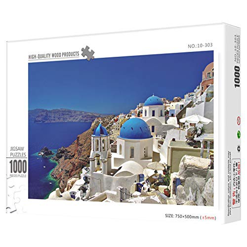 Agirlgle Wood Jigsaw Puzzles 1000 Pieces for Adults Kids-Aegean Sea,Every Piece is Made of Basswood,Softclick Technology Means Pieces Fit Together Perfectly