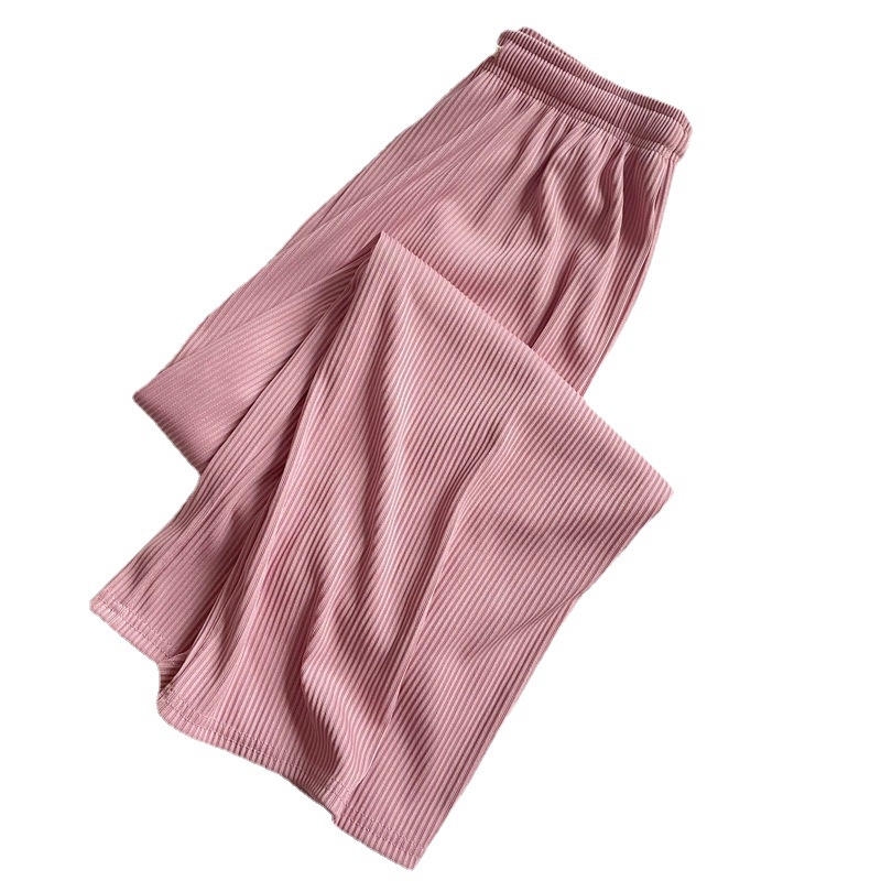 Ready Stock Women Casual Pants High Waist Elastic Waist Women Straight Long Pants Palazzo Pants