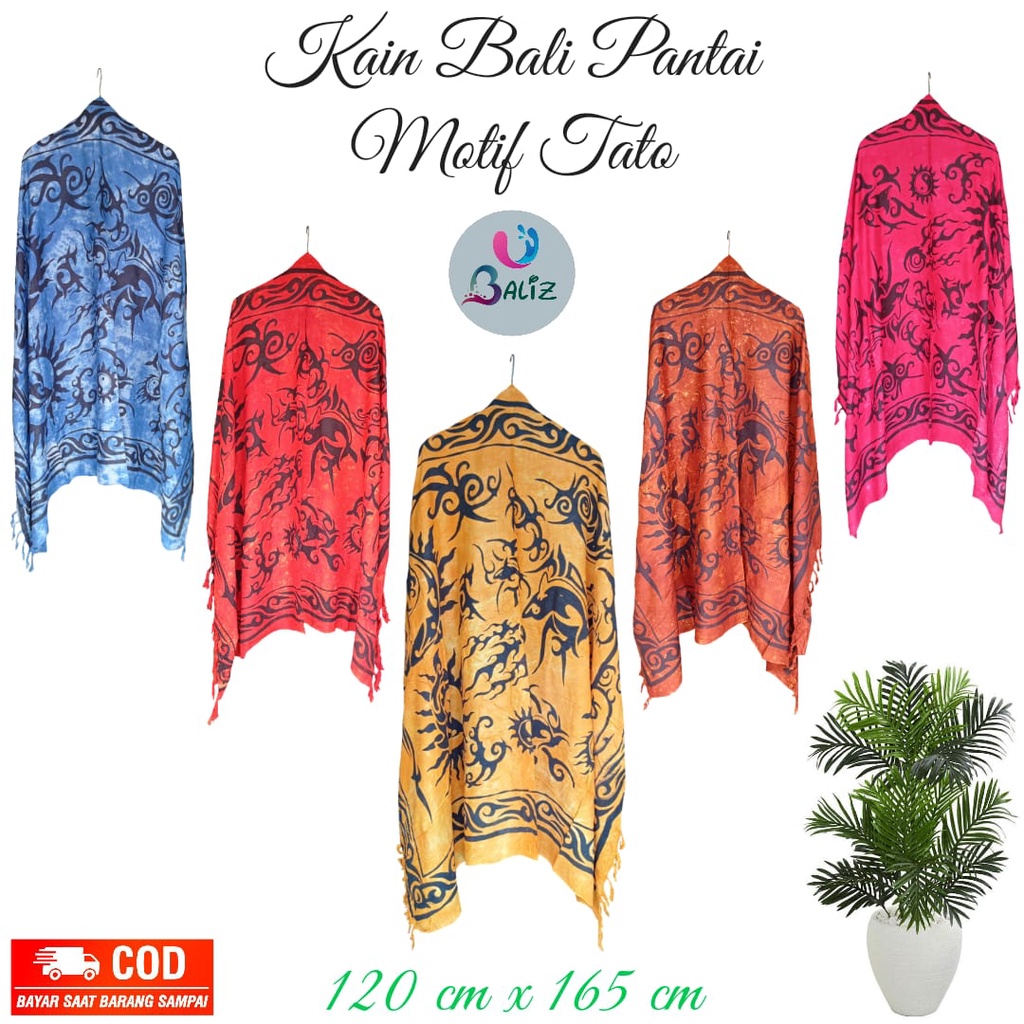 KATUN HIASAN DINDING Bali Beach Fabric - New Standard Tattoo Motif Bali Fabric - Beach Sarong - Bali Sarong - Beach Fabric - Japanese Cotton Fabric - Fabric For Wall Decoration - Fabric For Truck And Car Ceiling 3/4 Other