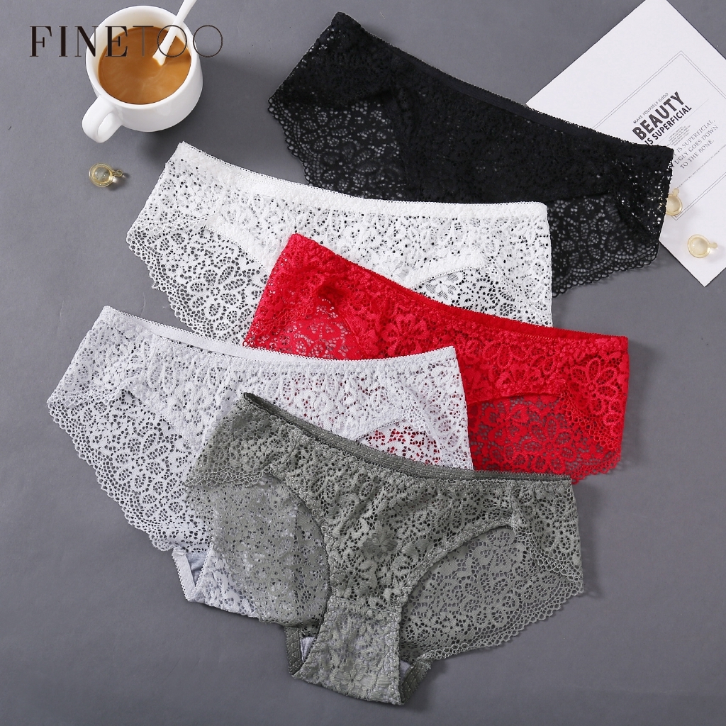 New Women Lace Underwear Cotton Flower Panty Ready Stock Drop shipping Shopee Malaysia