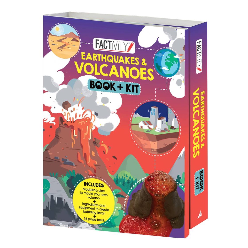 Factivity Volcano & Earthquakes Book & Kit with Diy Volcano & Lava