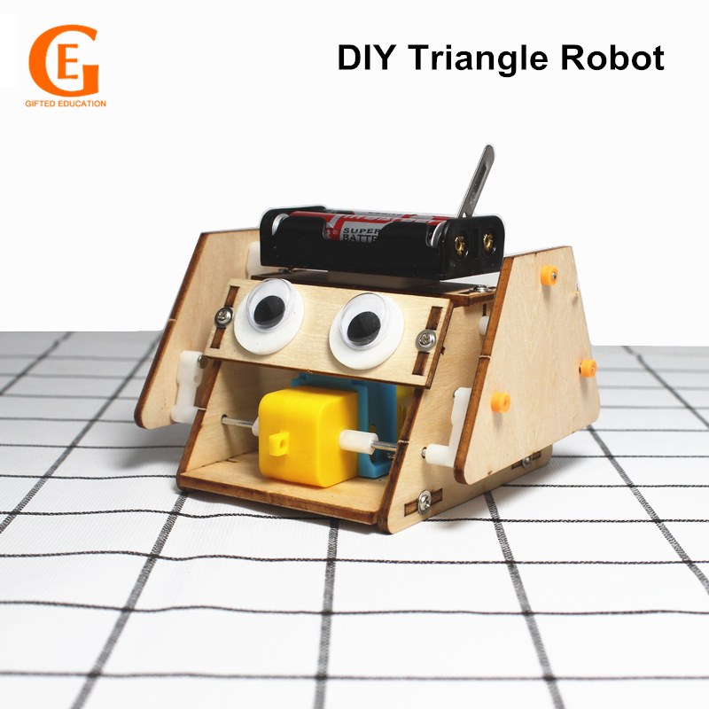 GIFTED EDUCATION Science Educational Toys Wood DIY Electronic Triangle Walking Robot Assemble Toy Children Education