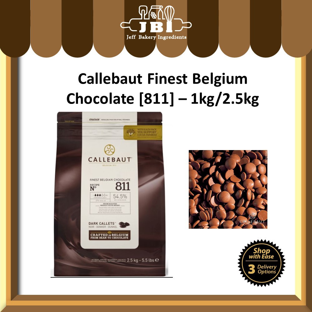 [ORI PACK] Callebaut 811 Dark Couverture 54.5% Dark Callets Finest ...