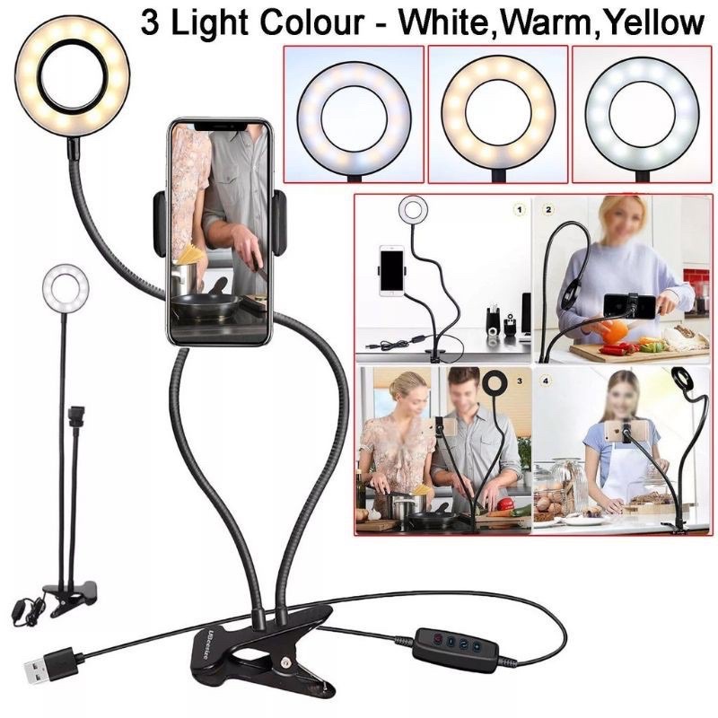 Professional Live Stream / Selfie Ring Light / Phone Holder Stand / Lazy Bracket