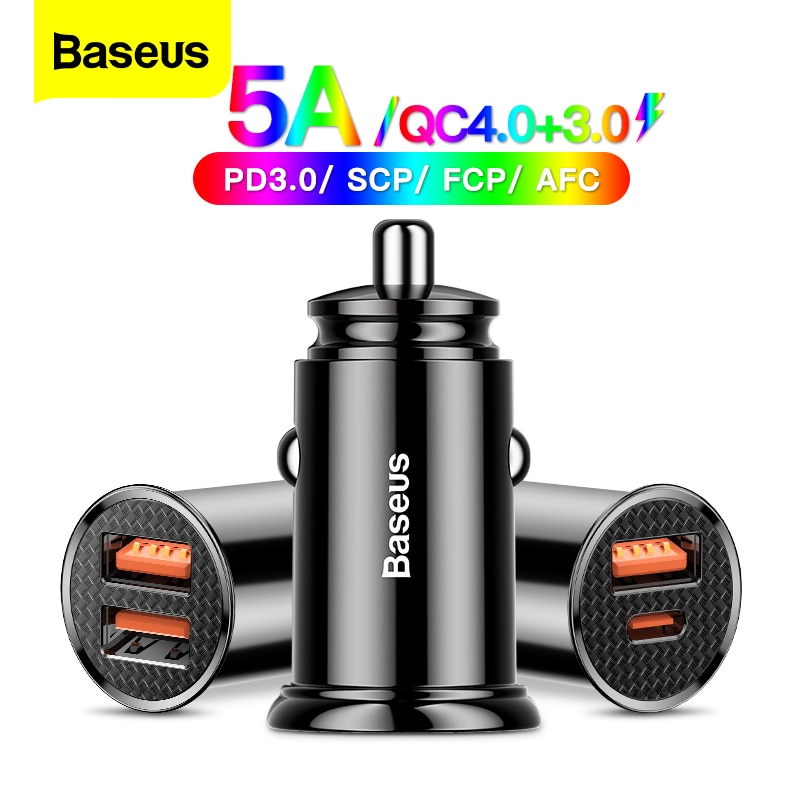 Baseus Dual USB   Car USB Charger Quick Adapter For IP 12 mini Pro  Max 11 Samsung Xiaomi Redmi Phone Car Accessories | Shopee Malaysia