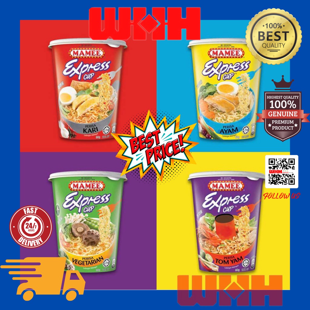 Mamee Express Cup Asst. 60gm (halal) Cup Instant Noodles (kari, Ayam 