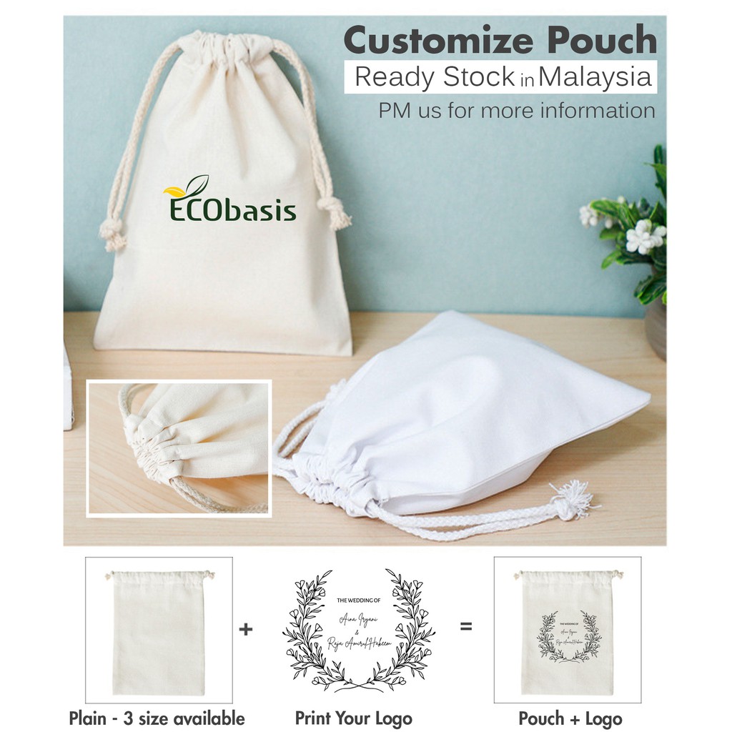 Cotton drawstring Pouch - Cotton Pouch - Ready Stock with Wholesale Price - Custom Print Logo ...