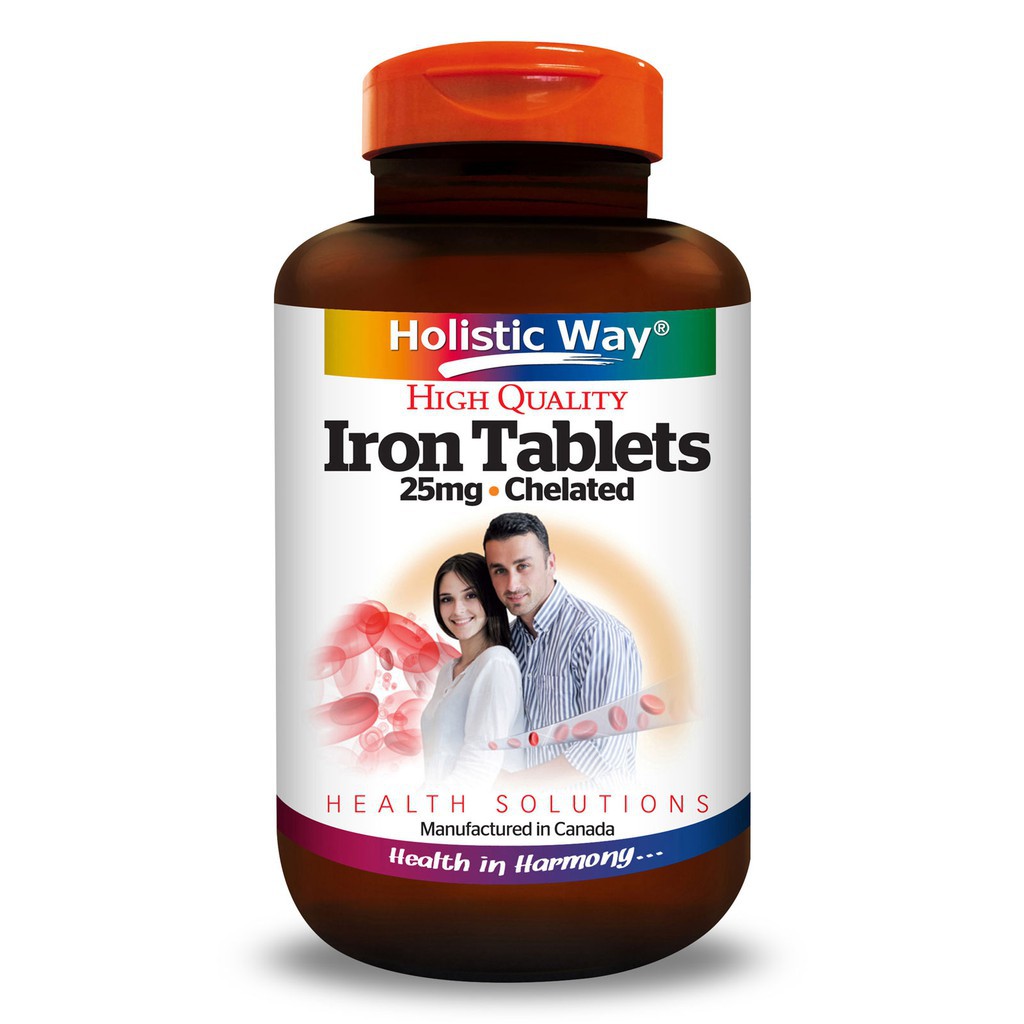 Holistic Way High Quality Iron Tablets 25mg Chelated (100 Tablets