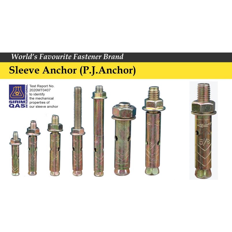 SLEEVE ANCHOR PJ ANCHOR WALL PLUG (3/8" X 3") 100 PCS Shopee Malaysia
