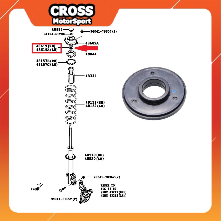 FRONT ABSORBER MOUNTING BEARING PERODUA KANCIL KELISA KENARI VIVA MYVI AXIA BEZZA (48619-B2010)