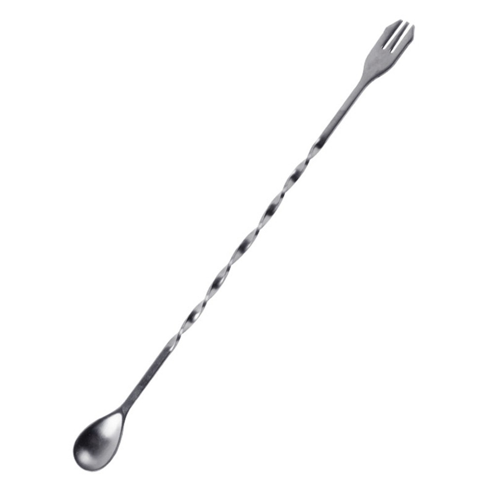 Pceewtyt Steel Swizzle Stick Cocktail Stirrer w/Spoon and Fork 