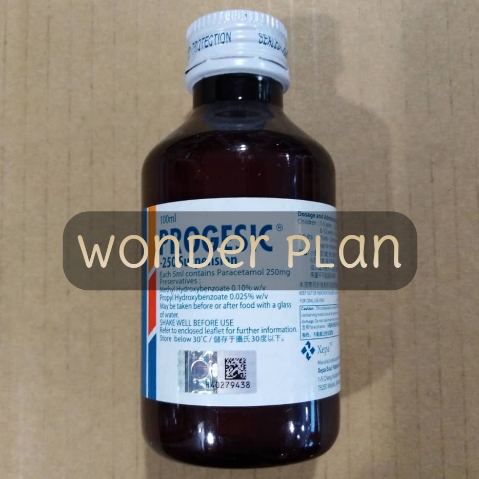 Progesic Paracetamol 250mg Suspension Syrup 100ml Shopee Malaysia