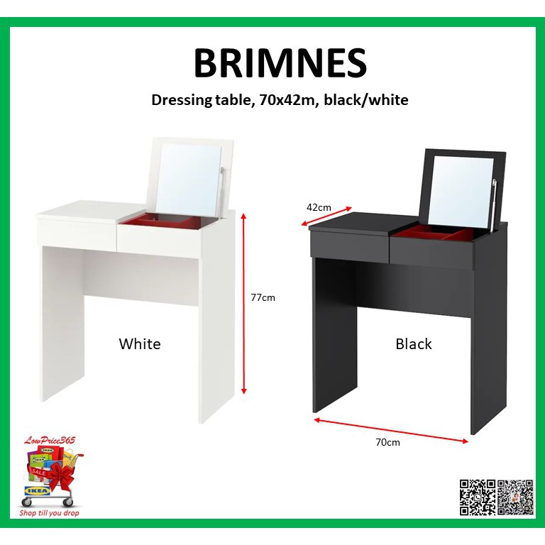 1 K E A Brimnes Dressing Table Meja Solek 梳妝檯 70x42cm White Black