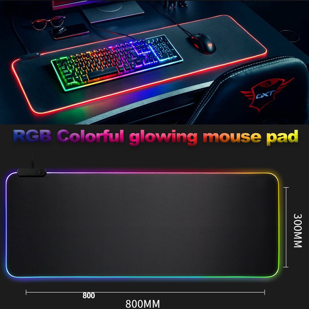 RGB Lighting Gaming Mouse Pad Large Size Waterproof Usb Mousepad Game ...