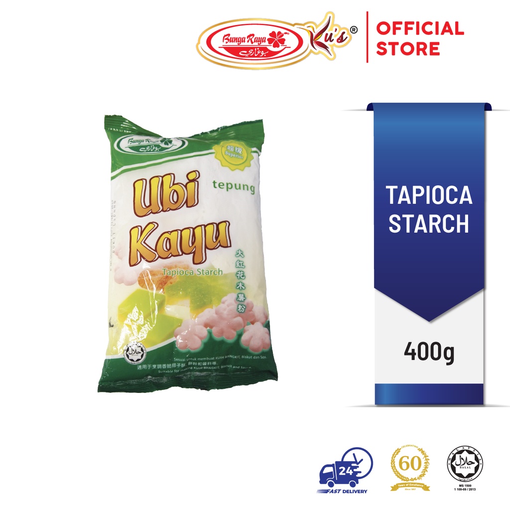 Tepung Ubi Kayu Tapioca Starch 400g Bunga Raya Kus Shopee Malaysia