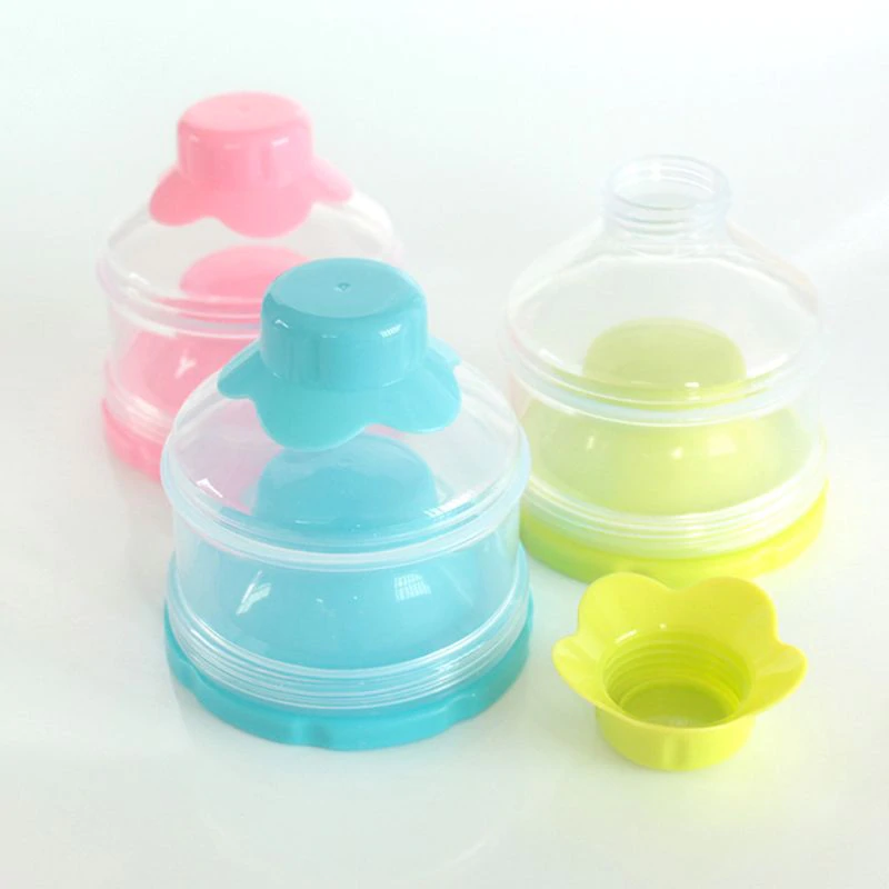 Milk Powder Dispensing Bottle Portable Baby Milk Powder Container Dispenser Non-spillable Stackable 4 Layer Travel Storage Box for Infants and Children's Moisture-Proof and Leak-Proof 